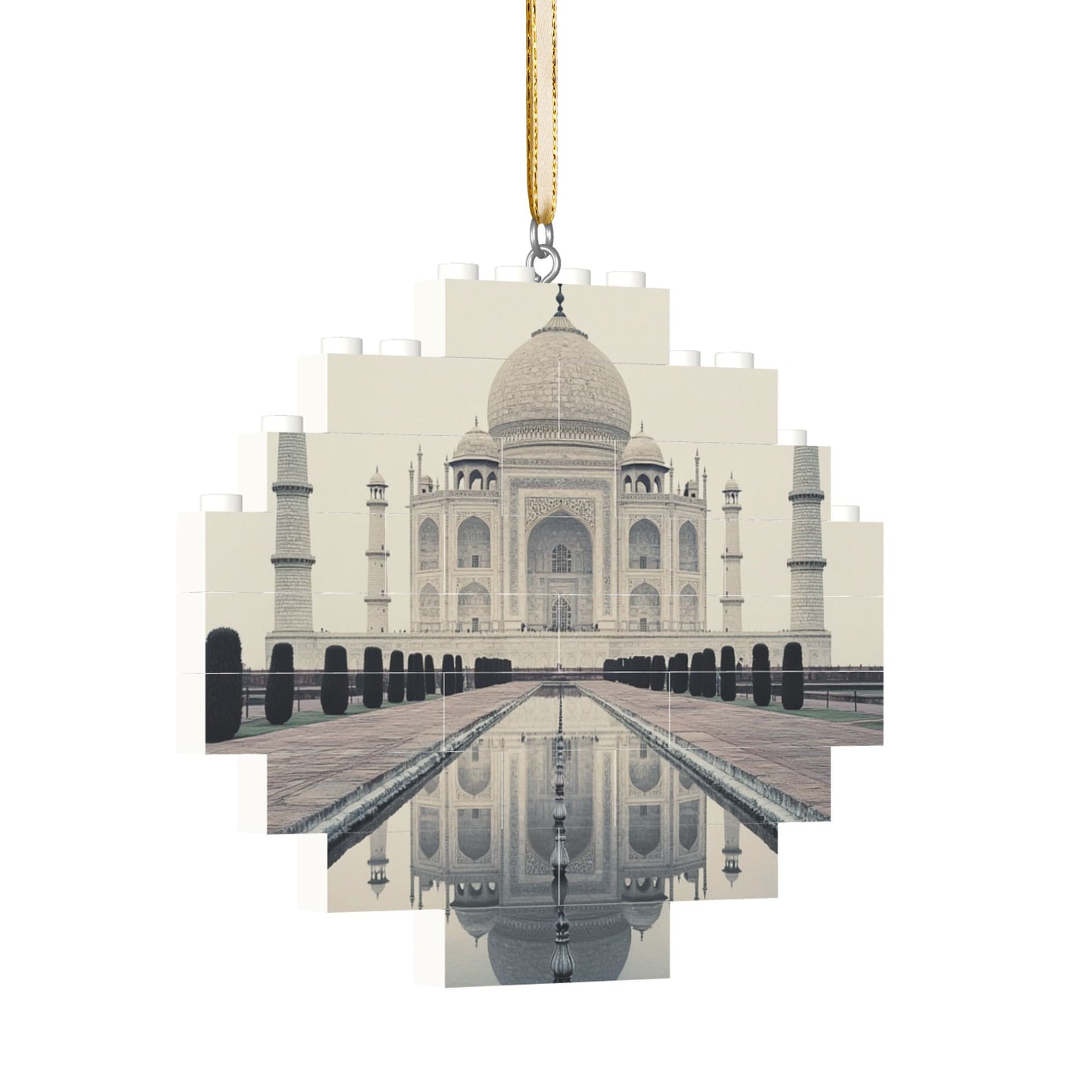 Taj Mahal Miniature Puzzle Pendant | 22 Plastic Blocks, Exquisite Travel Souvenir, Hanging Decoration