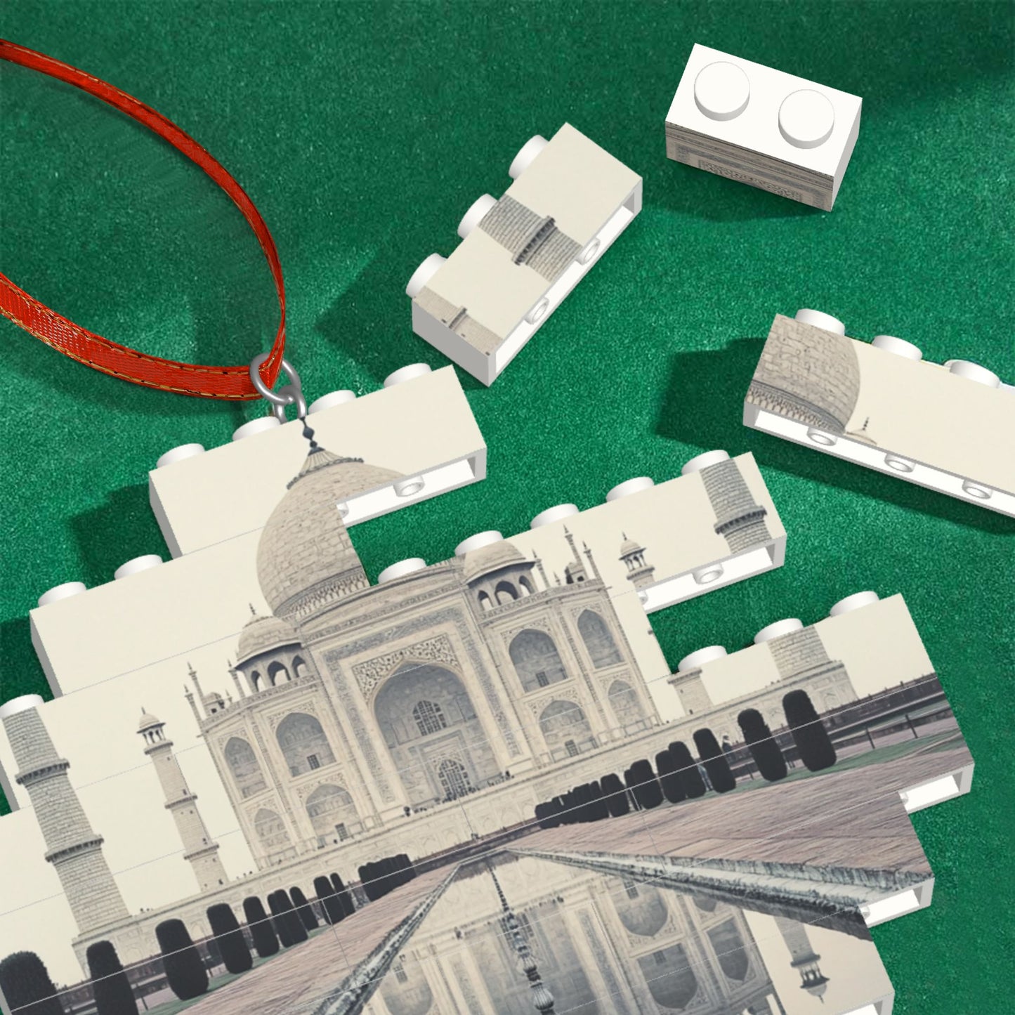 Taj Mahal Miniature Puzzle Pendant | 22 Plastic Blocks, Creative Travel Souvenir, Hanging Decoration