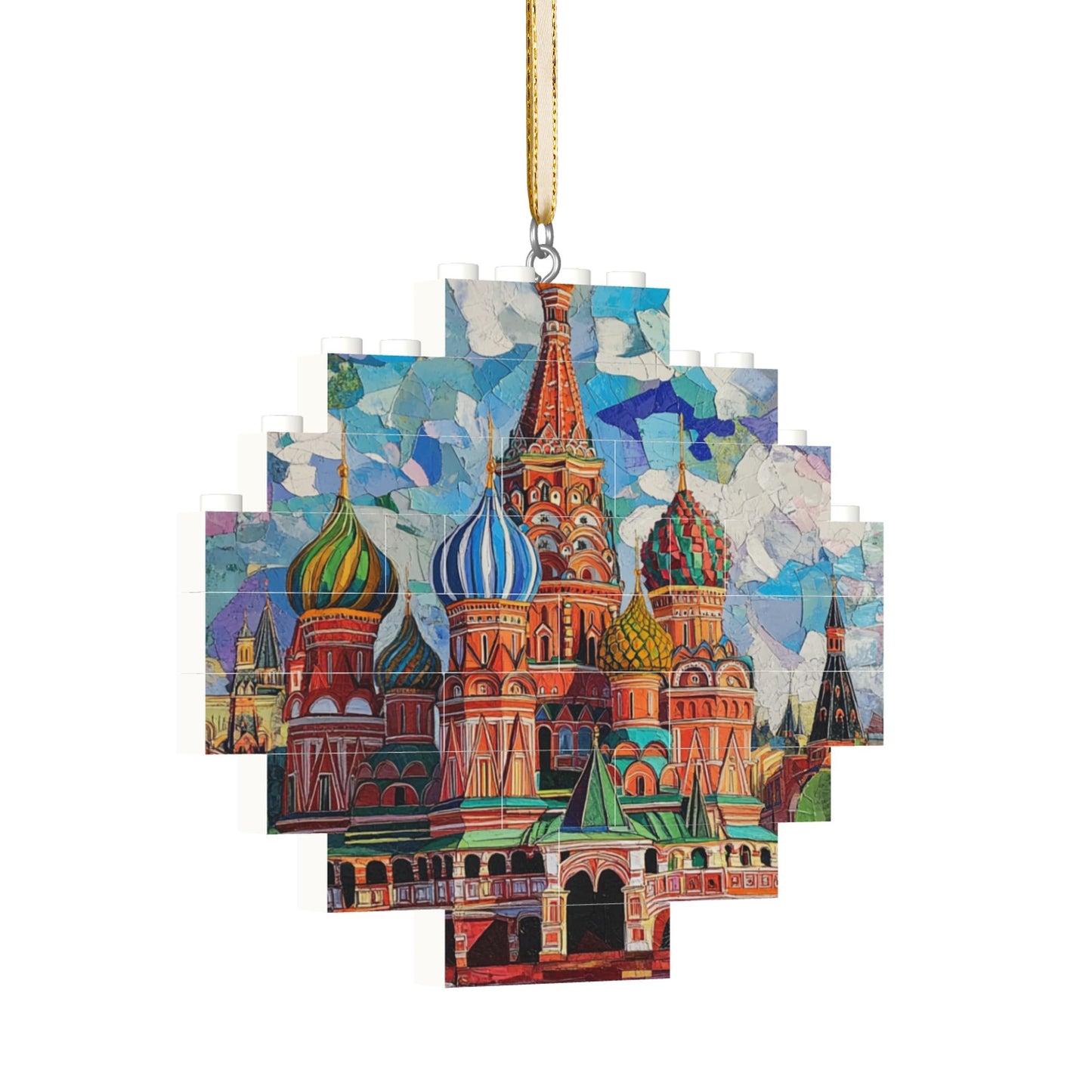 Saint Basil's Cathedral Miniature Puzzle Pendant | Russia Souvenir, 22 Blocks, Artistic Hanging Decoration