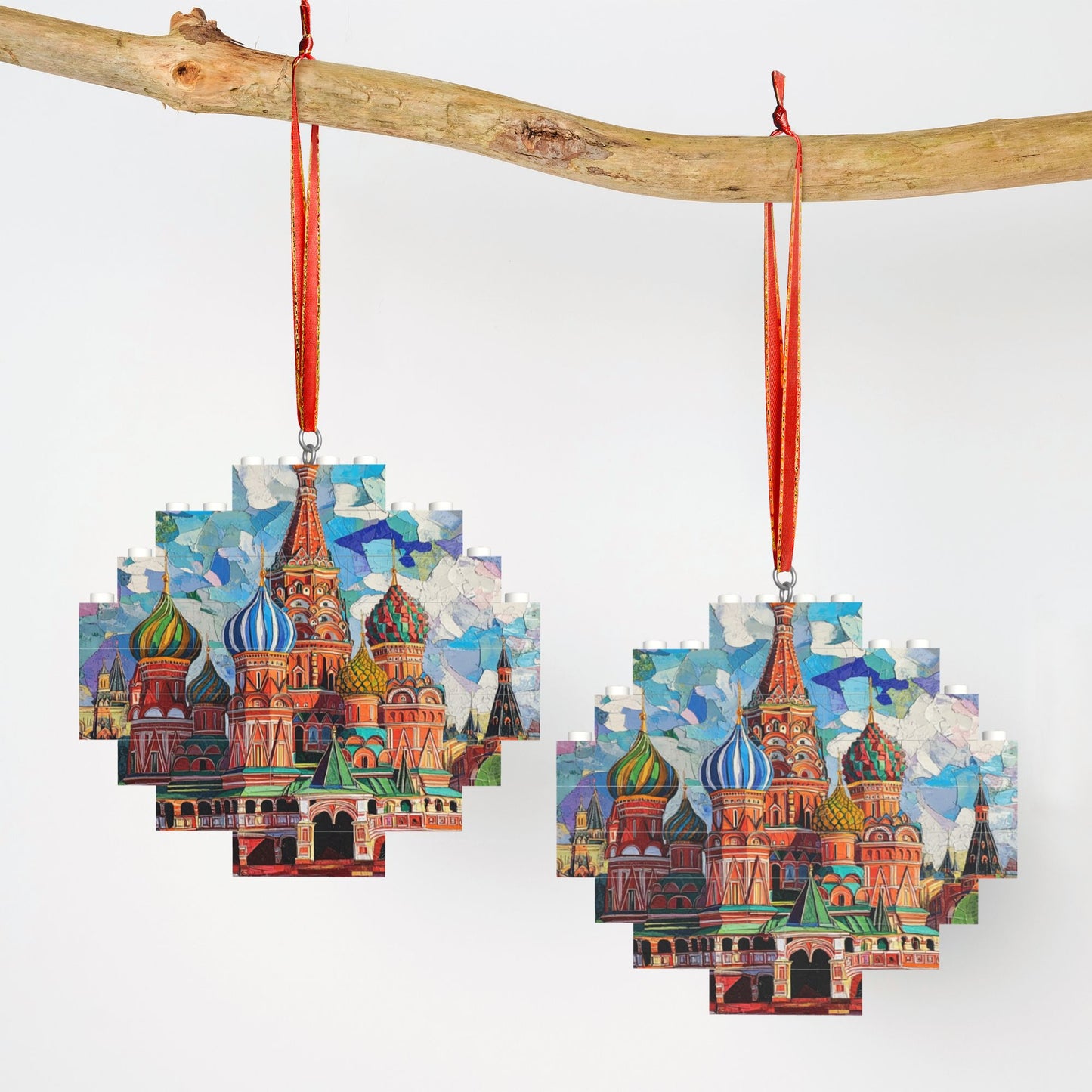 Saint Basil's Cathedral Miniature Puzzle Pendant | 22 Plastic Blocks, Russia Souvenir, Artistic Hanging Decoration