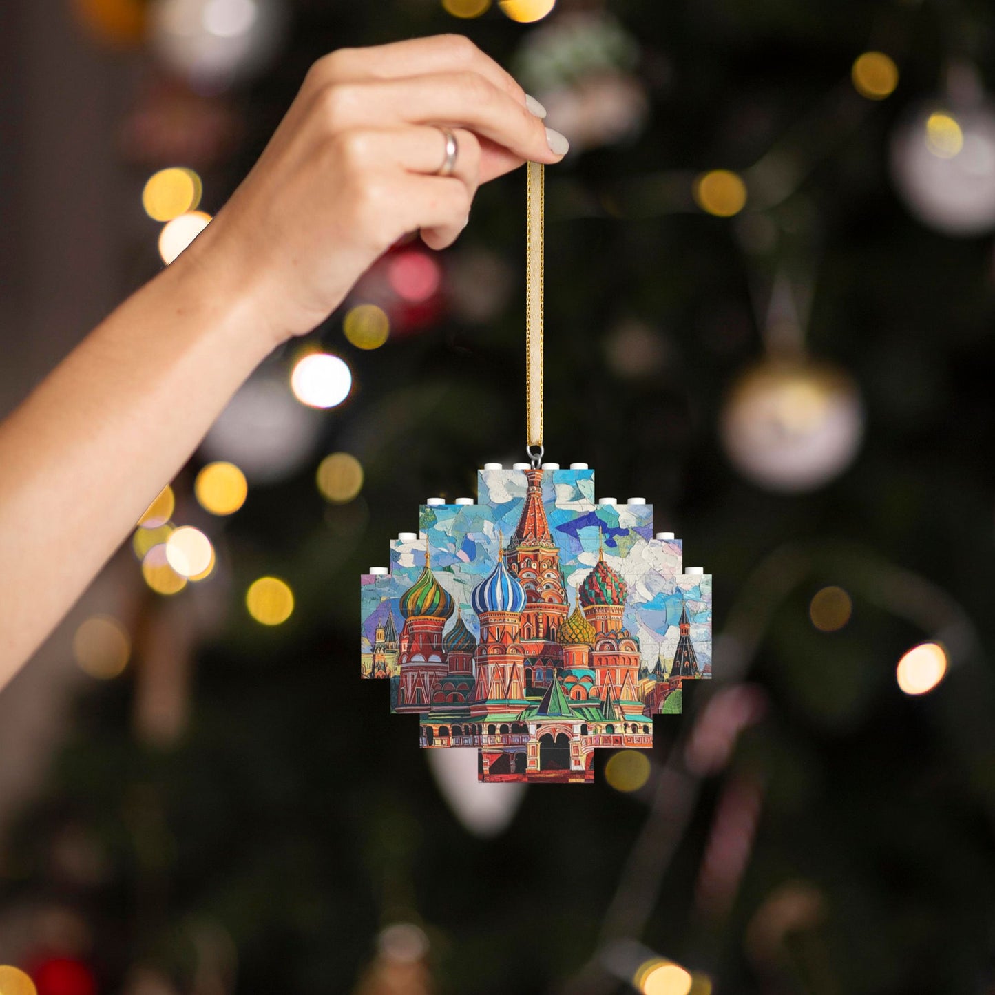 Saint Basil's Cathedral Miniature Puzzle Pendant | Russia Souvenir, 22 Blocks, Artistic Hanging Decoration