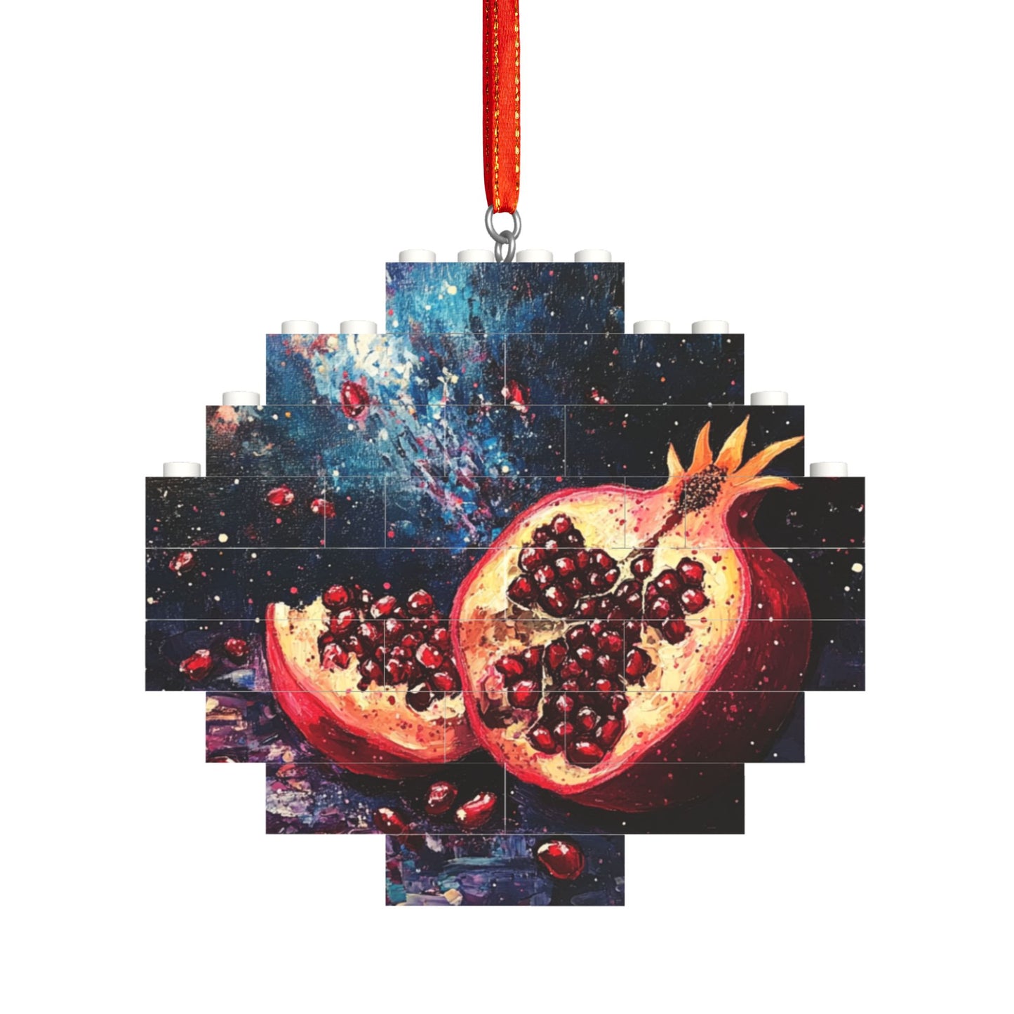 Pomegranate Miniature Puzzle Pendant | Modern Art Fruit Decoration, Russian Souvenir, 22 Blocks