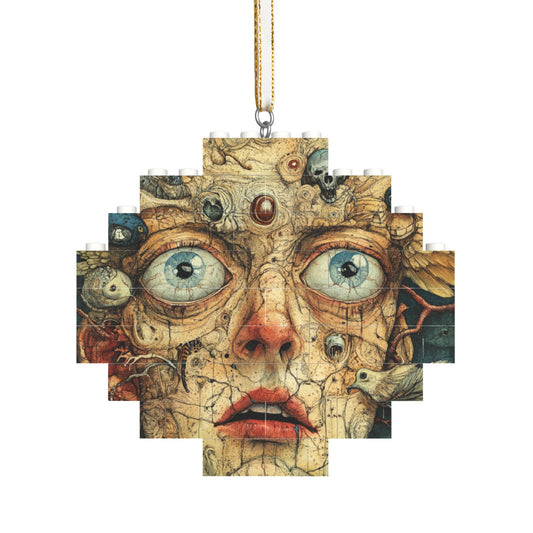 Modern Art Face Puzzle Pendant | 22 Plastic Blocks, Intricate Artistic Design, Unique Decoration