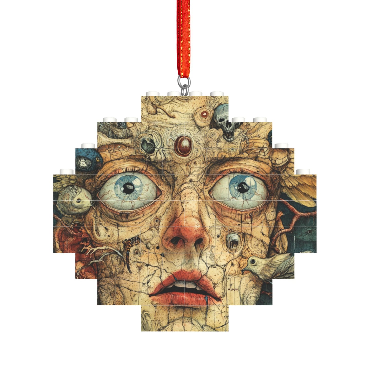 Modern Art Face Puzzle Pendant | 22 Plastic Blocks, Intricate Artistic Design, Unique Decoration