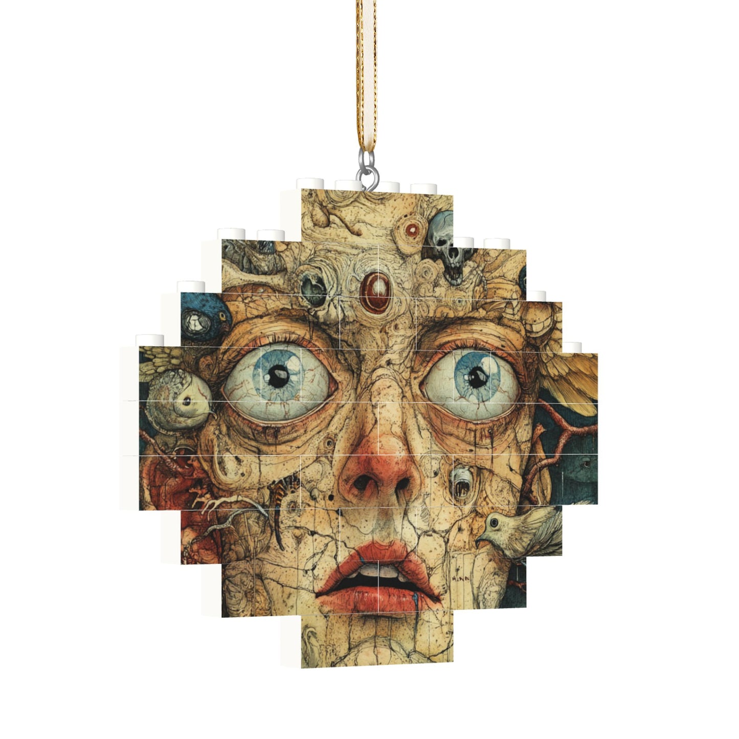 Modern Art Face Puzzle Pendant | 22 Plastic Blocks, Unique Face Design, Art Decor Piece