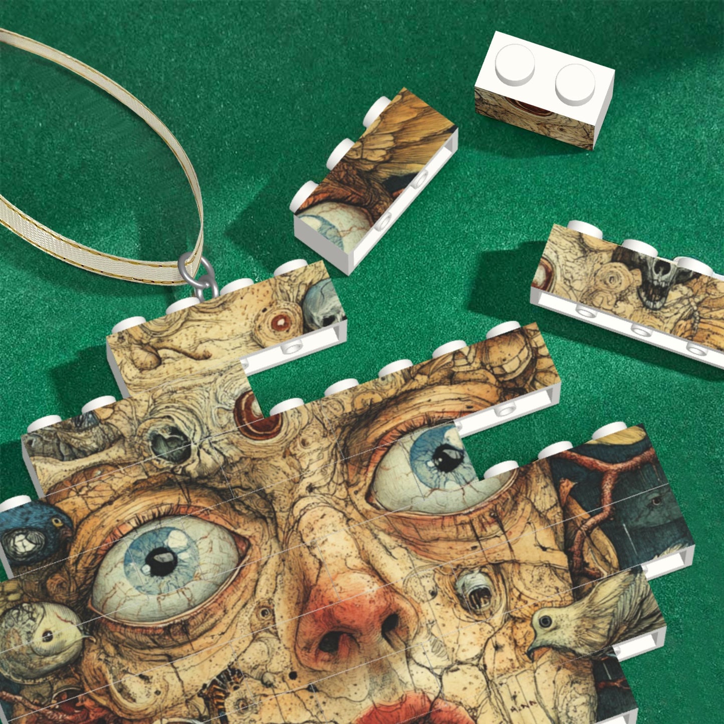 Modern Art Face Puzzle Pendant | 22 Plastic Blocks, Unique Face Design, Art Decor Piece